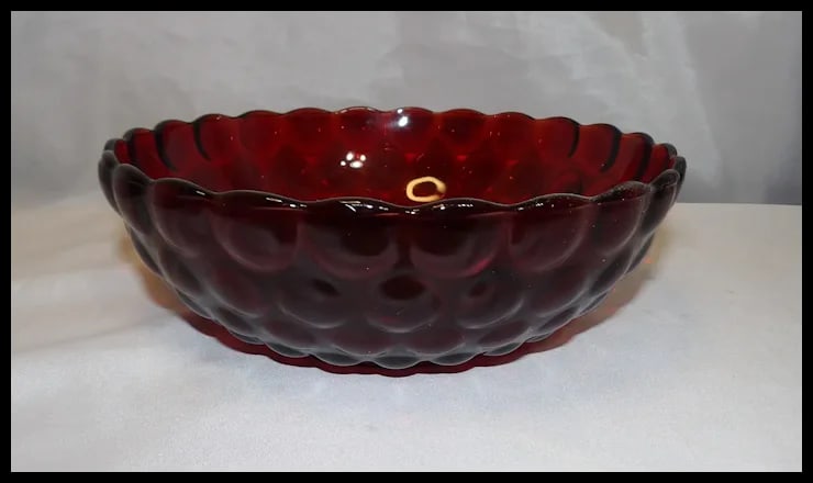 Anchor Hocking Royal Ruby Bubble Glass Vegetable Bowl - 3