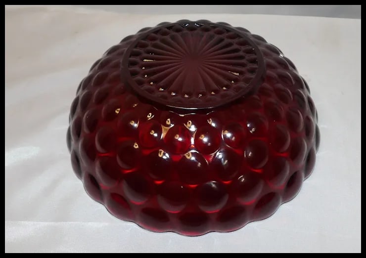 Anchor Hocking Royal Ruby Bubble Glass Vegetable Bowl - 4