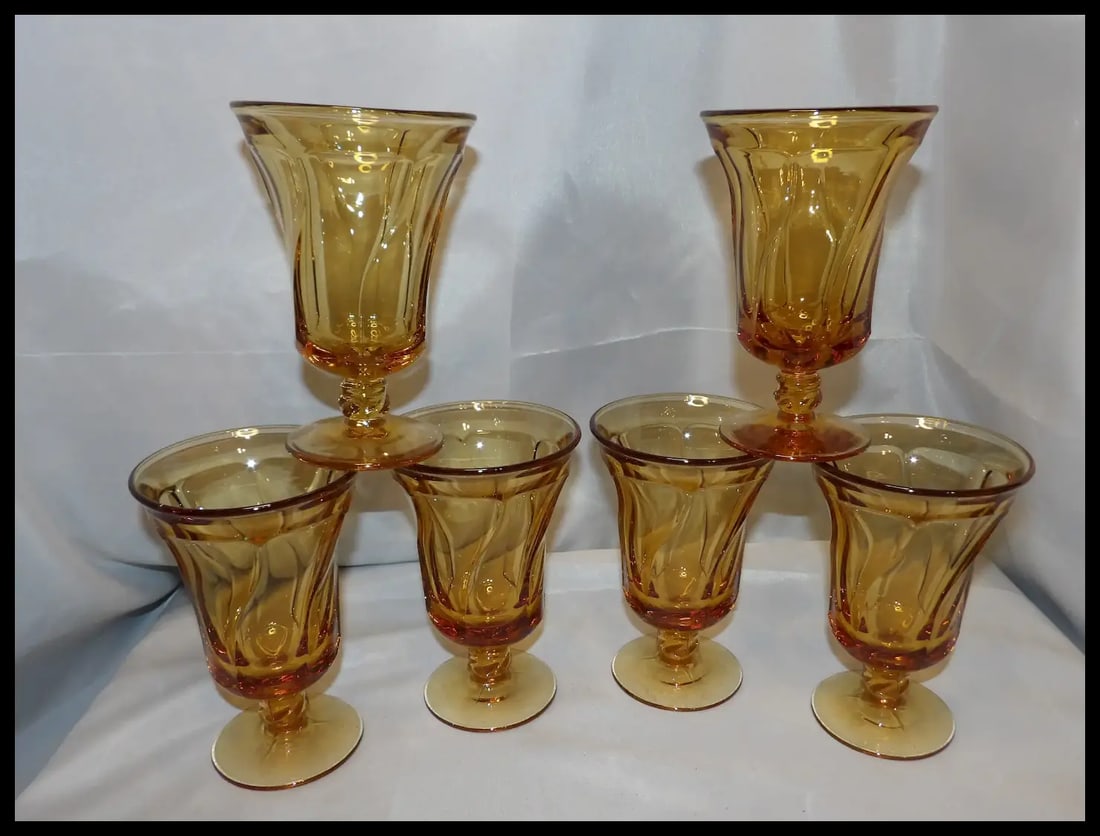 Set of Six Fostoria Jamestown Amber Ice Tea Glasses - 3