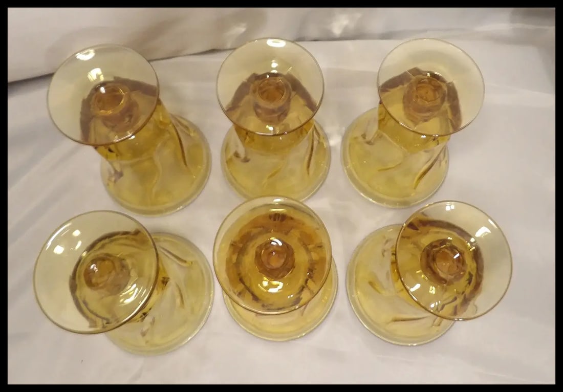 Set of Six Fostoria Jamestown Amber Ice Tea Glasses - 5