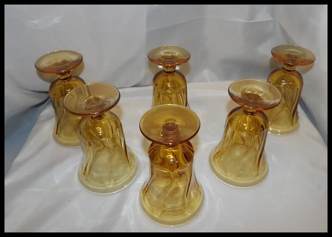 Set of Six Fostoria Jamestown Amber Ice Tea Glasses - 6