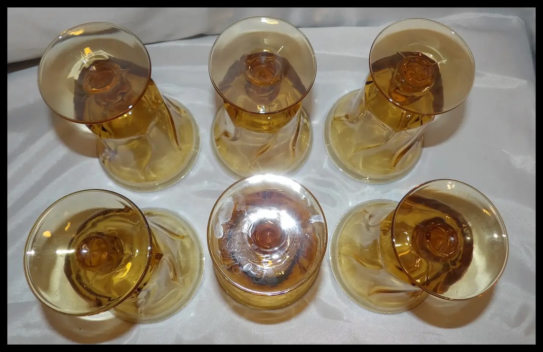 Set of Six Fostoria Jamestown Amber Ice Tea Glasses - 7
