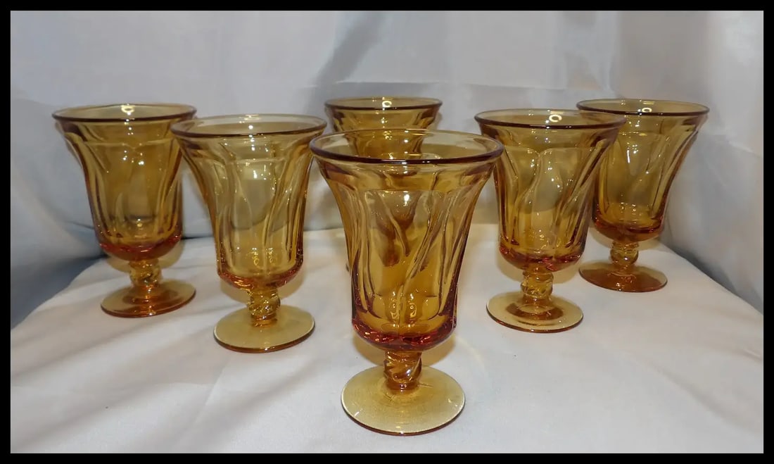 Set of Six Fostoria Jamestown Amber Ice Tea Glasses - 9
