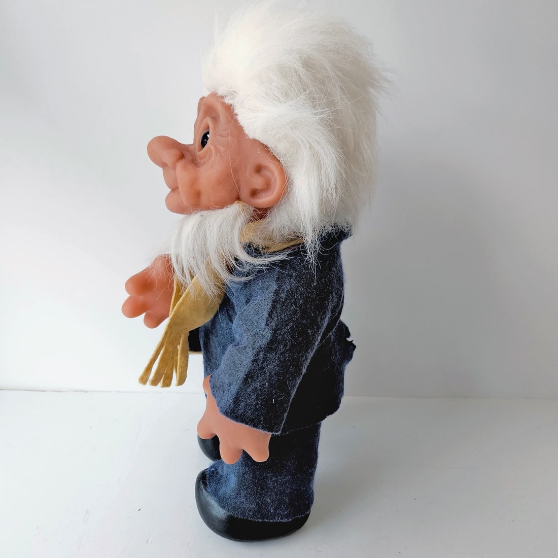 Original Grandpa Norfin Troll Dolls by Thomas Dam 1977 in Blue Felt Clothing #7002 - 10