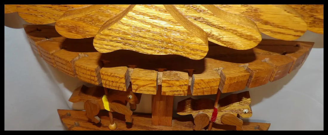 Oak Collector Spoon, Fork, Utensil Holder with Carousel Horses - 8