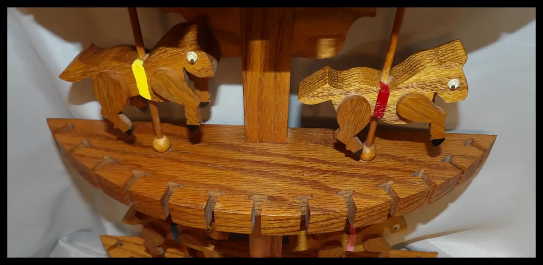 Oak Collector Spoon, Fork, Utensil Holder with Carousel Horses - 9