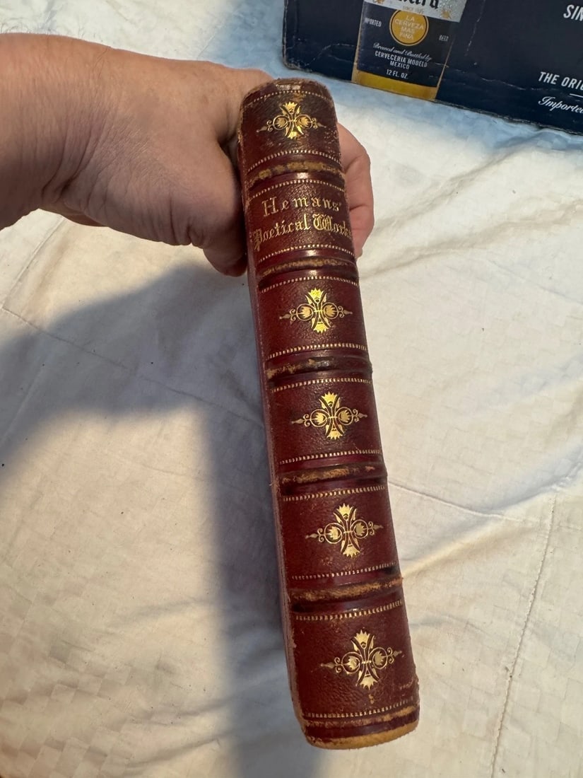 1886 The Poetical Works of Mrs. Felicia Hemans steel Engravings leather BOOK - 2