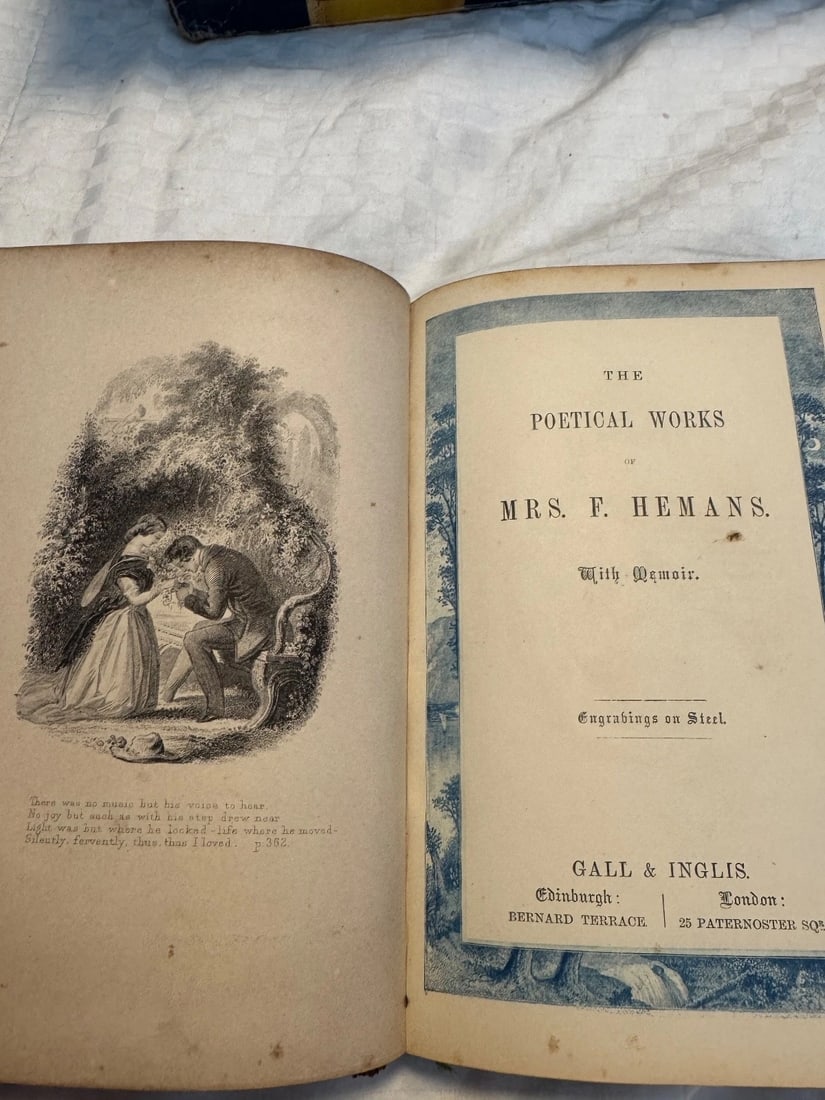 1886 The Poetical Works of Mrs. Felicia Hemans steel Engravings leather BOOK - 6