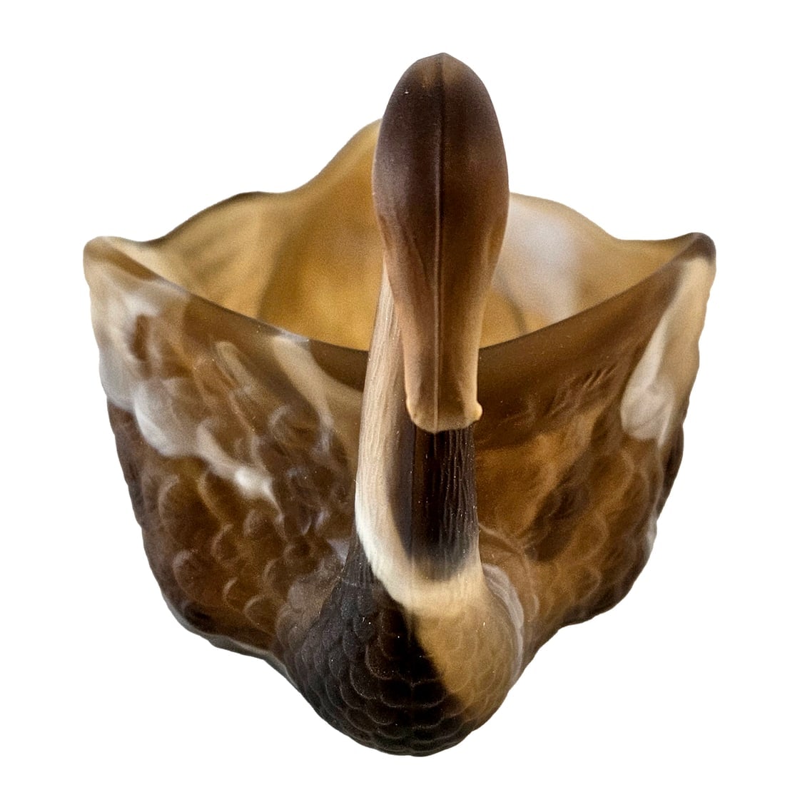 Vintage Imperial Glass Chocolate Caramel Slag Swan Shaped Dish - 4