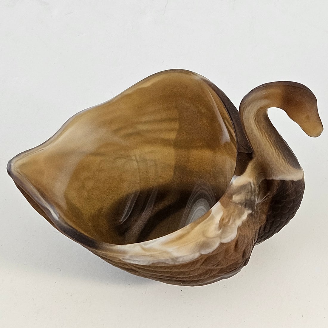 Vintage Imperial Glass Chocolate Caramel Slag Swan Shaped Dish - 7