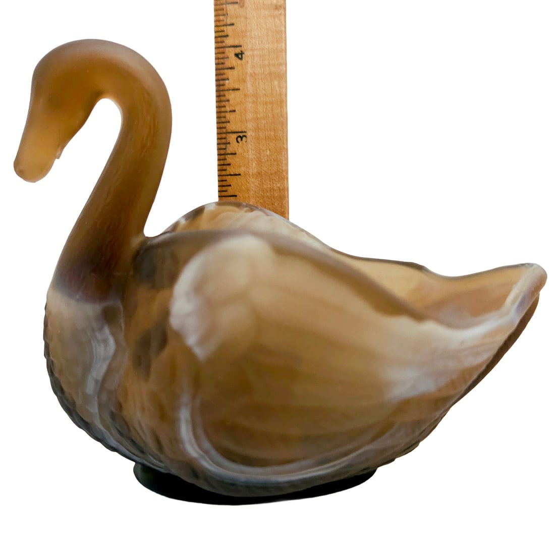 Vintage Imperial Glass Chocolate Caramel Slag Swan Shaped Dish - 8