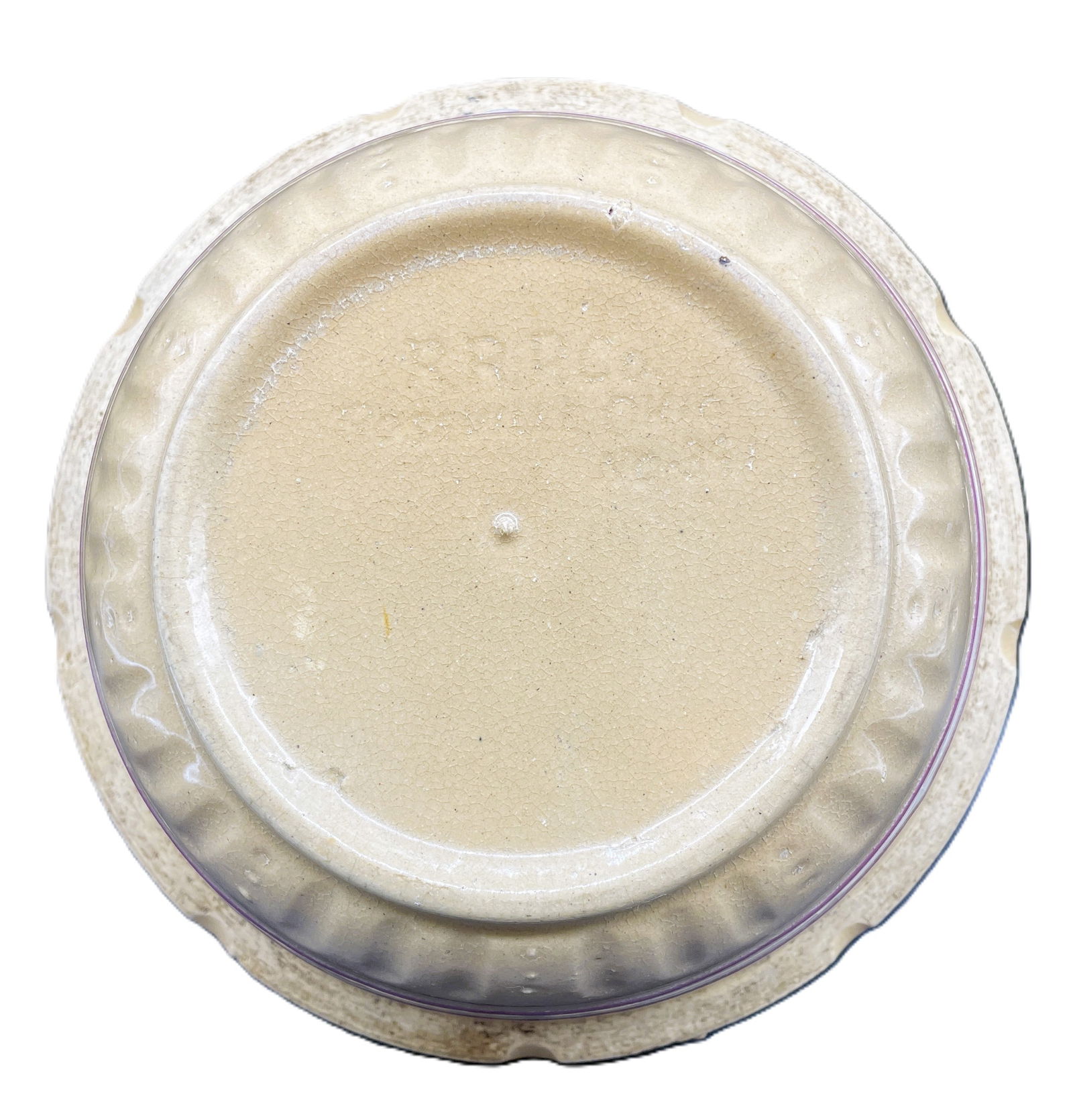 Antique 9" YellowWare Mixing Bowl with Red & White Bands - 6