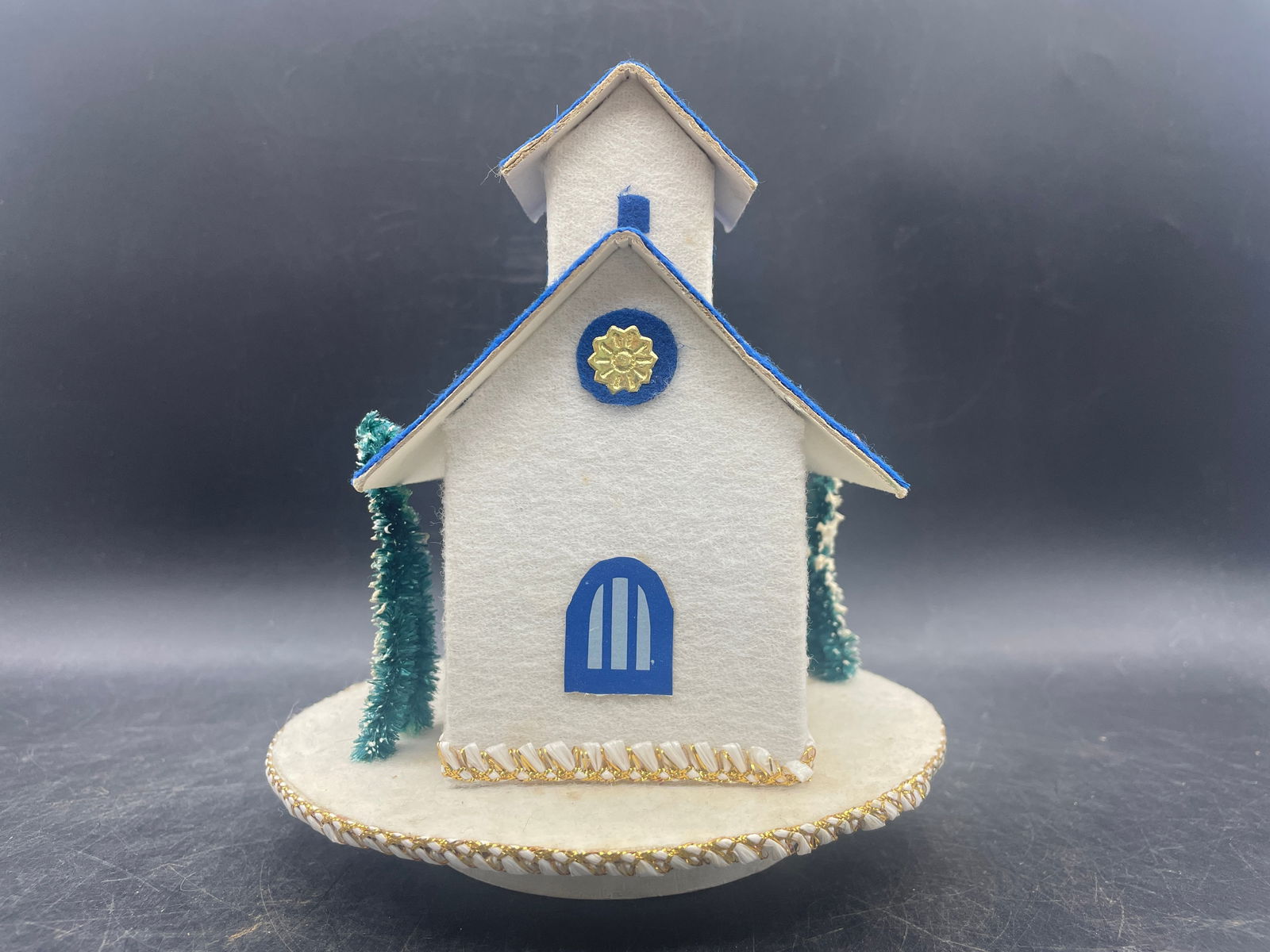 1950s Christmas Church Putz Music Box Rotates Plays Silent Night Rotating Japan - 2