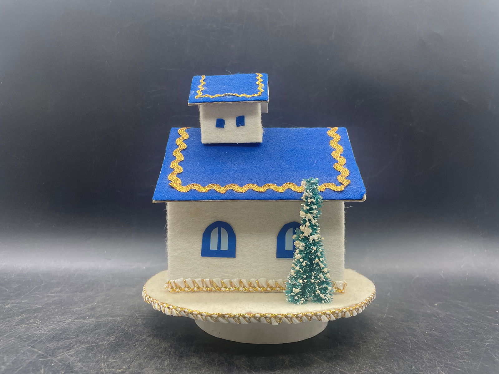 1950s Christmas Church Putz Music Box Rotates Plays Silent Night Rotating Japan - 3