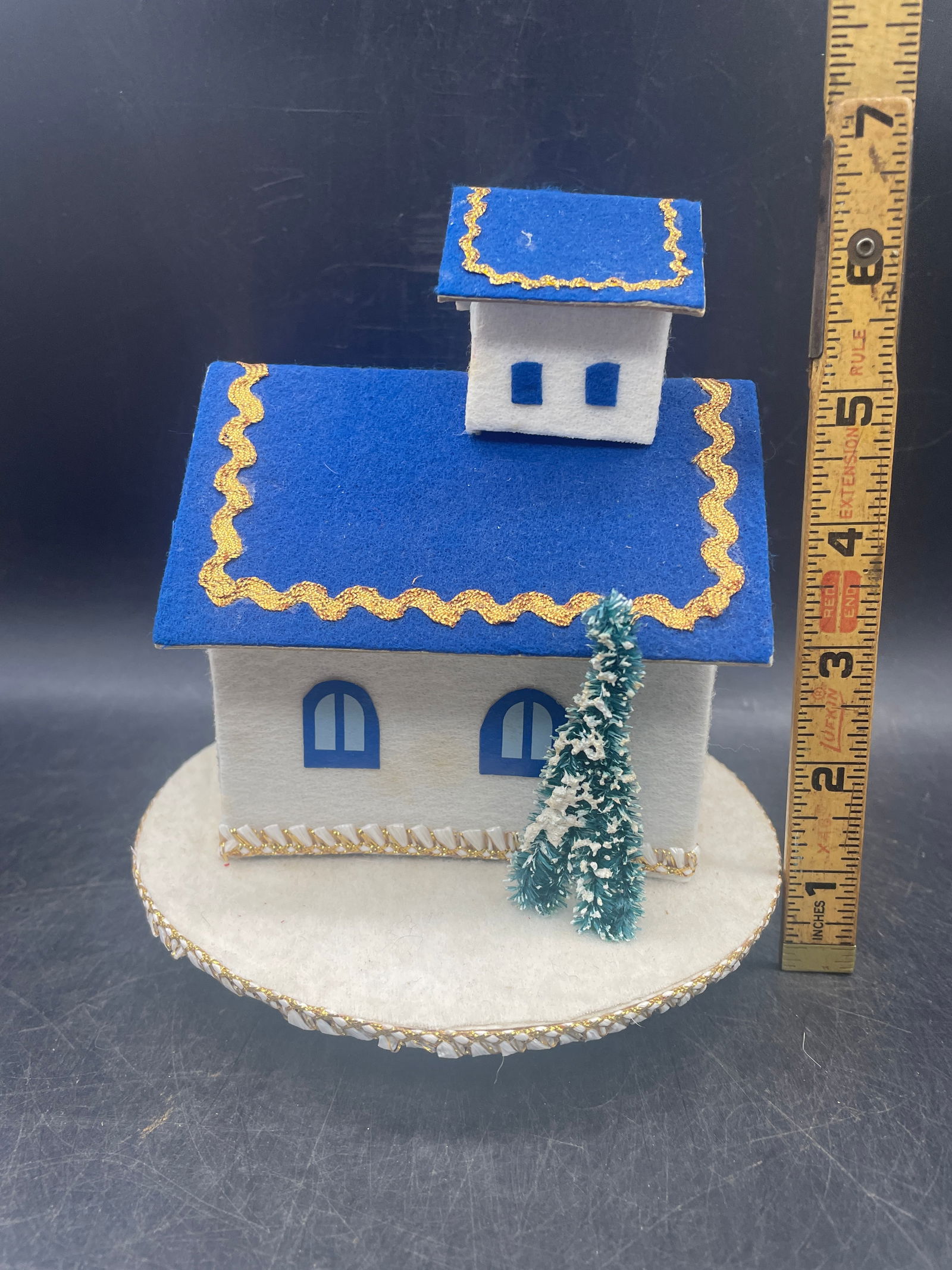 1950s Christmas Church Putz Music Box Rotates Plays Silent Night Rotating Japan - 7