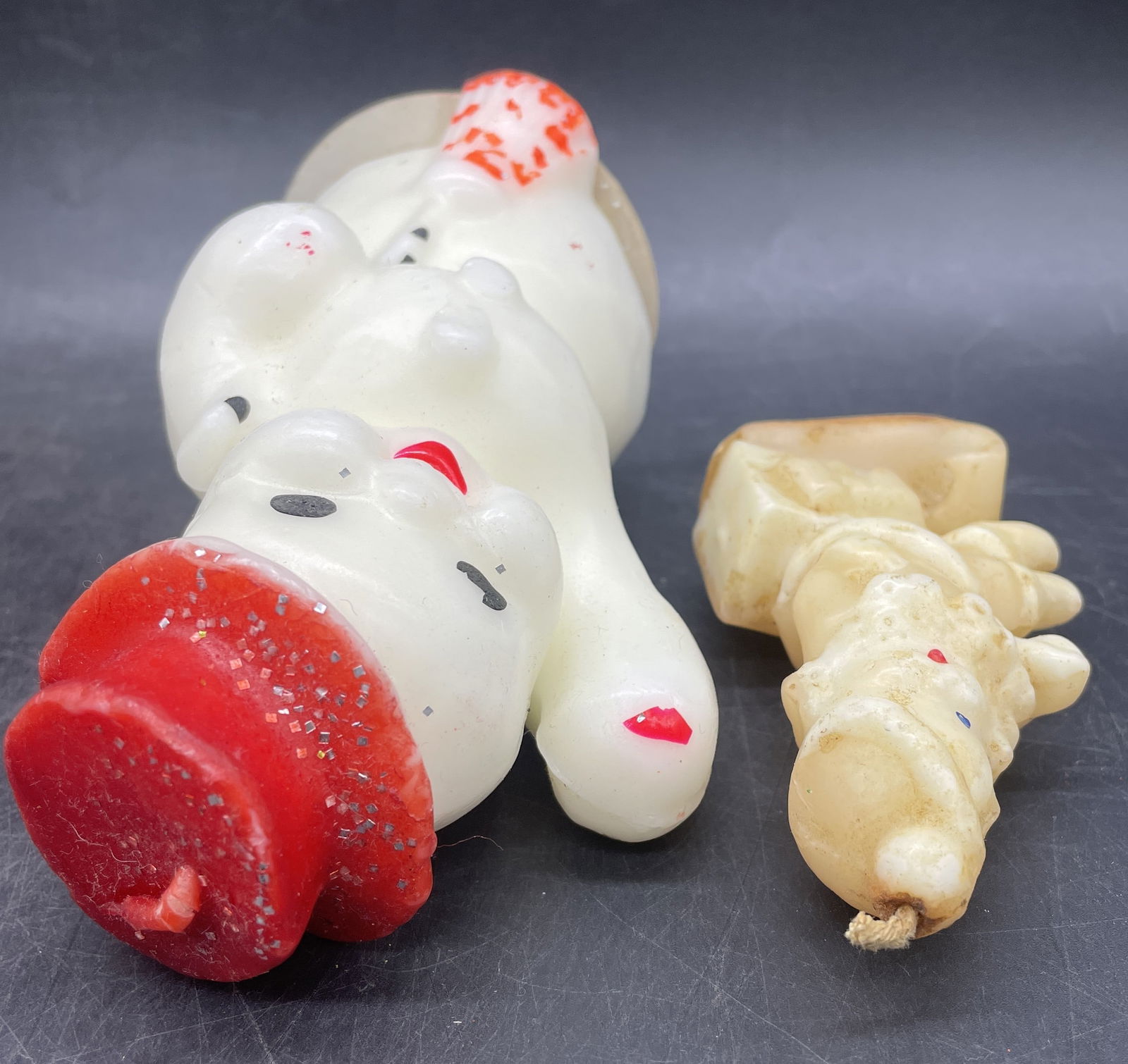 2 Vintage Gurley Christmas Candles Snowman and Santa Claus - 5