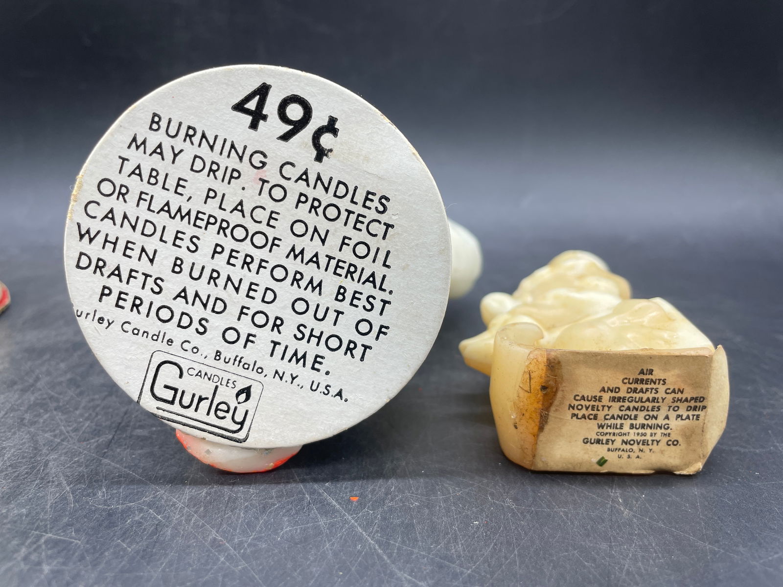 2 Vintage Gurley Christmas Candles Snowman and Santa Claus - 6