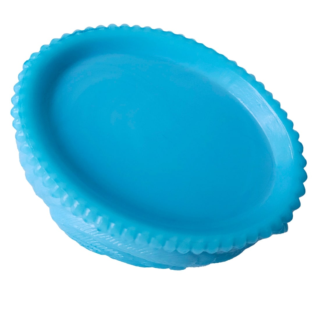 Vintage Blue Opaline Milk Glass Swan on a Nest Candy Dish - 6