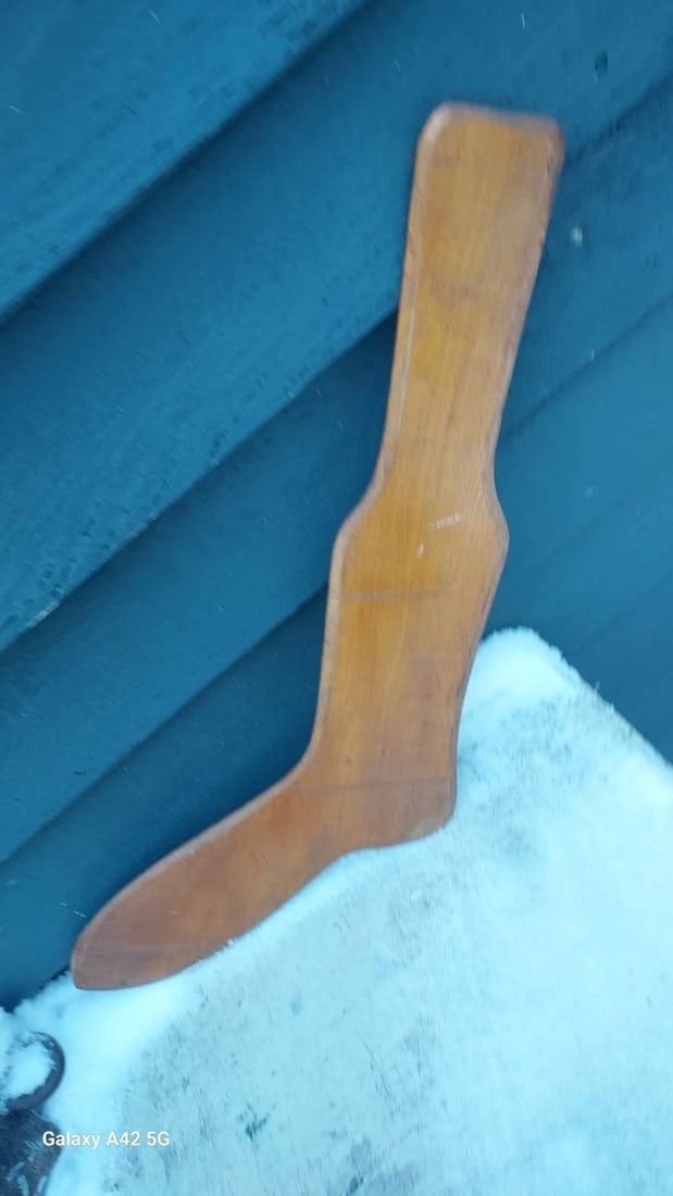 19th Century Sock Form Wisconsin Textile: Stamped in wood T. Pearson Phildelphia PA. Fantastic sock form. Dates to 1880's. Measures 12 x 24" tall. Shipping includes insurance. Shipping:Domestic: Flat-rate of $20.00 to anywhere within the