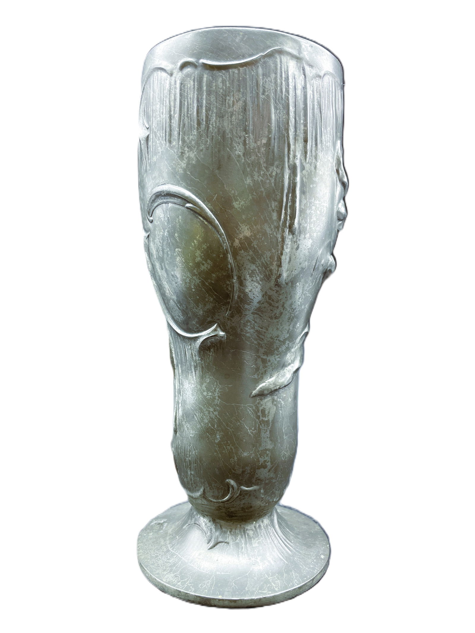 KAYSERZINN German Pewter Vase Parrot Tulips 1896 Jugendstil Art Nouveau - 5