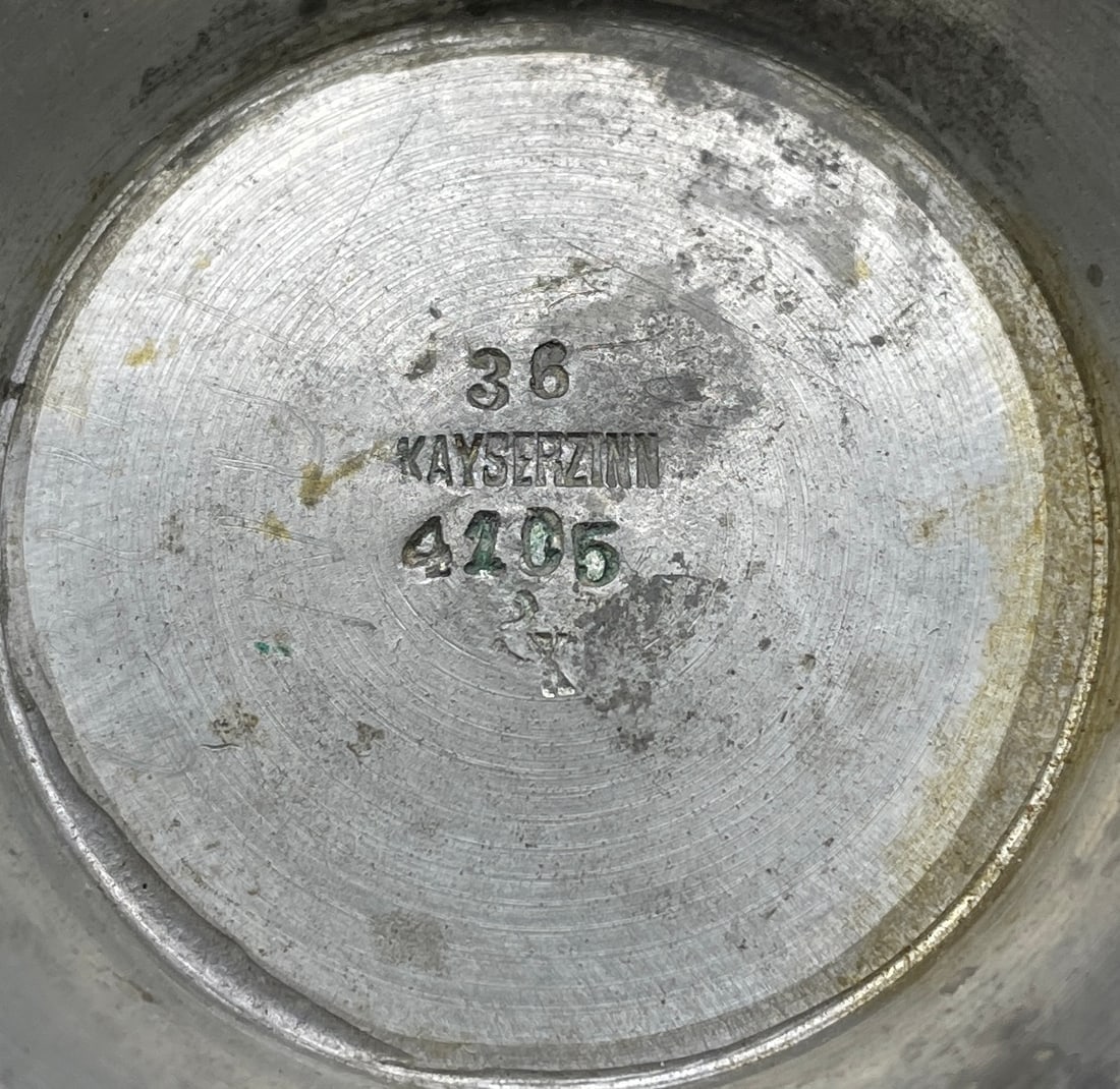 KAYSERZINN German Pewter Vase Parrot Tulips 1896 Jugendstil Art Nouveau - 7