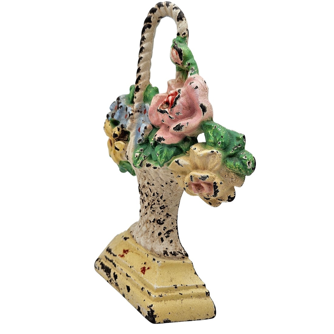 Hard to Find Vintage 1930’s Hubley Model #152 Basket of Flowers Cast Iron Doorstop - 2