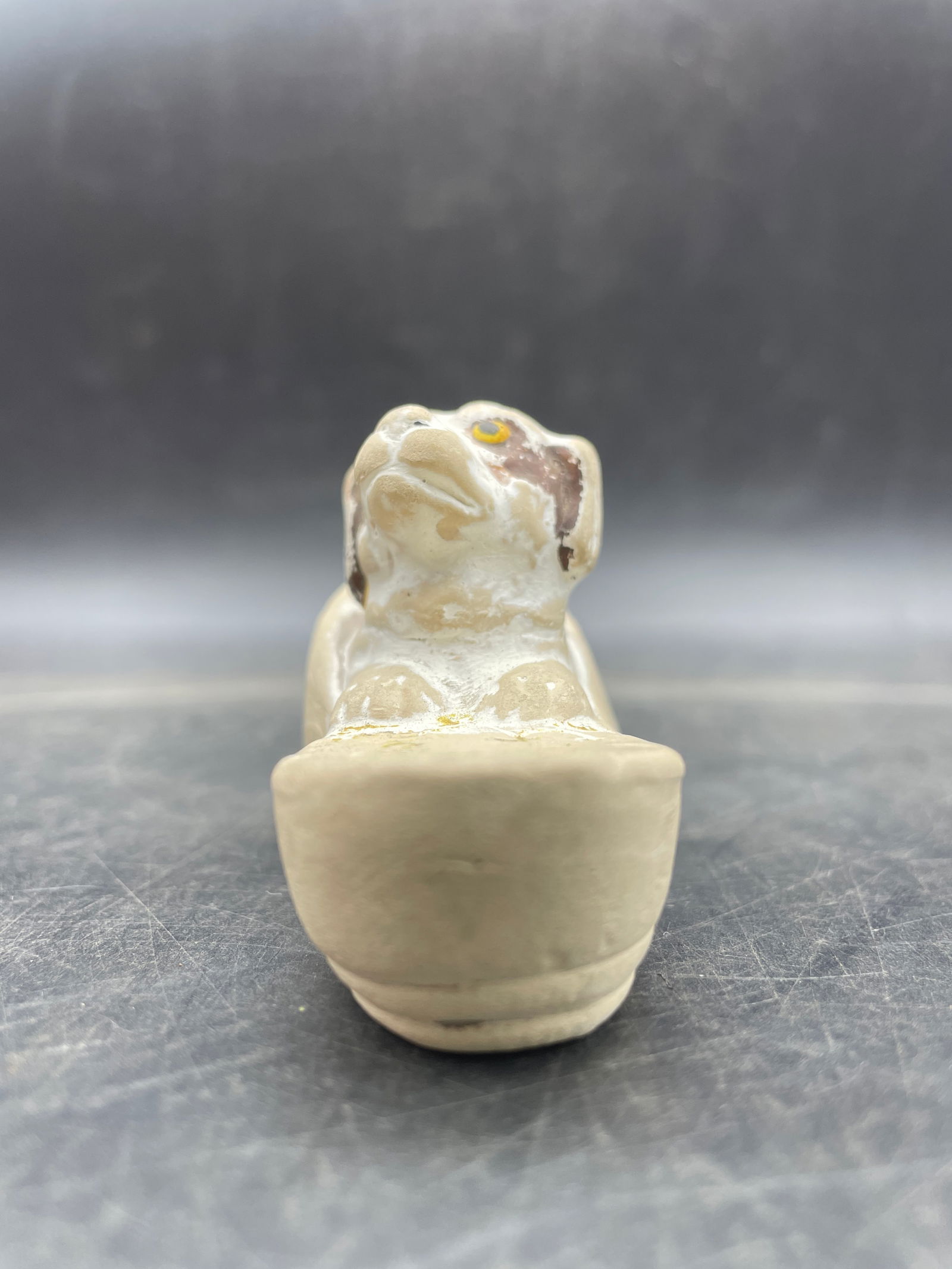 Vintage Bisque Puppy Dog In A Slipper Shoe Figurine Good Morning - 3