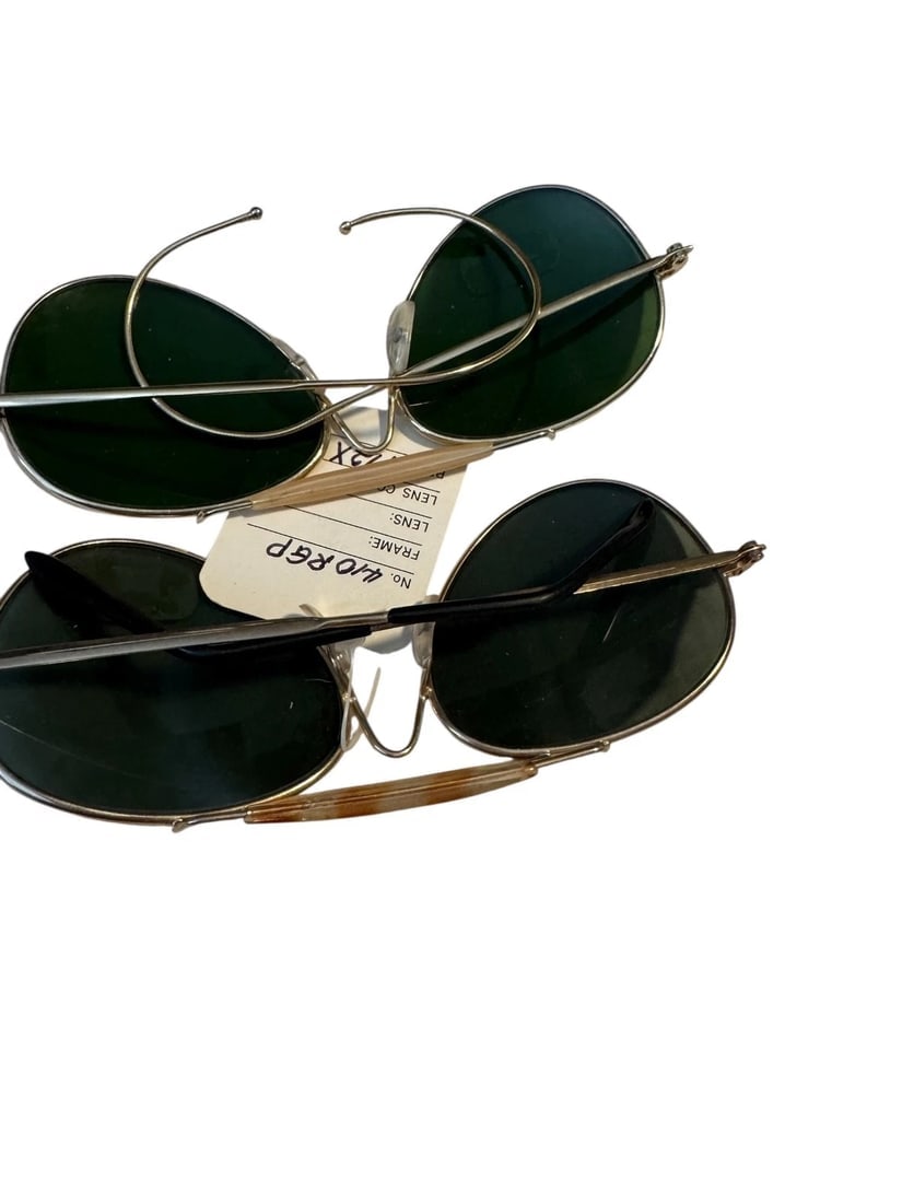 2 Vintage Aviator Sunglasses Green & Brown - Nice Condition - 2