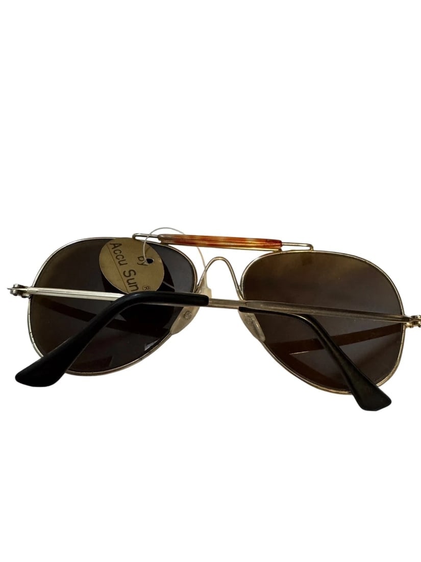 2 Vintage Aviator Sunglasses Green & Brown - Nice Condition - 3