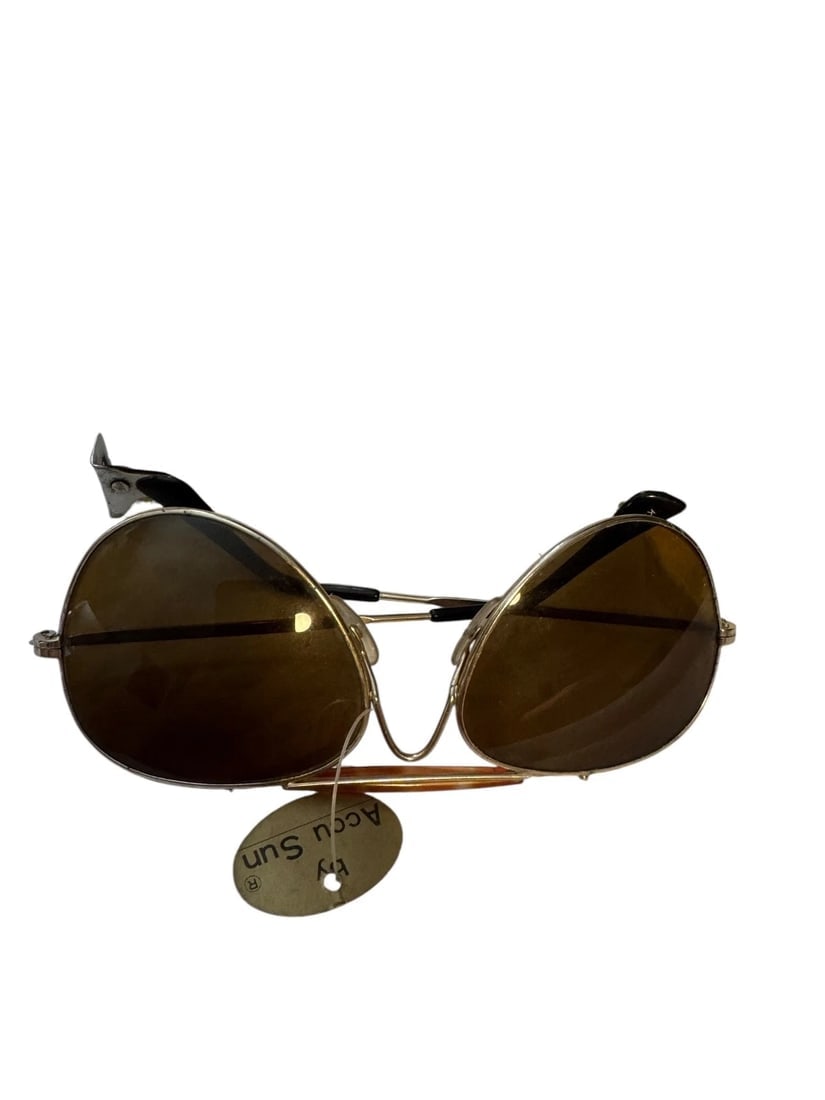 2 Vintage Aviator Sunglasses Green & Brown - Nice Condition - 4