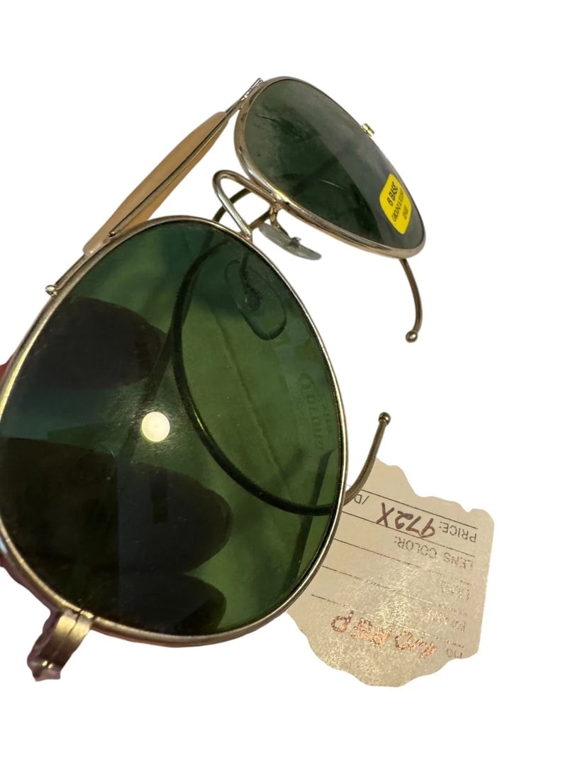 2 Vintage Aviator Sunglasses Green & Brown - Nice Condition - 5