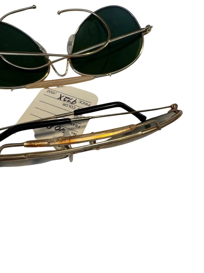 2 Vintage Aviator Sunglasses Green & Brown - Nice Condition - 6