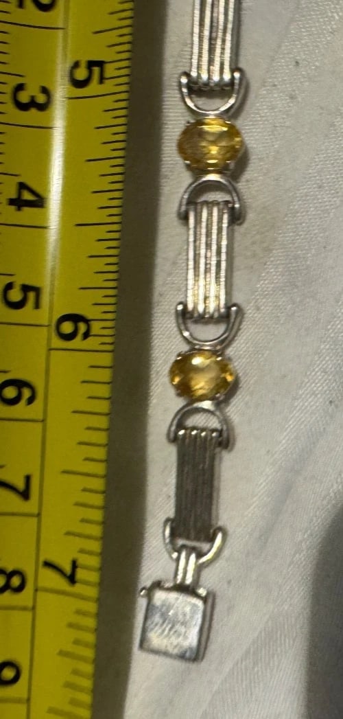 925 Sterling Silver And citrine Topaz Bracelet 7 Inch 12 Grams - 6