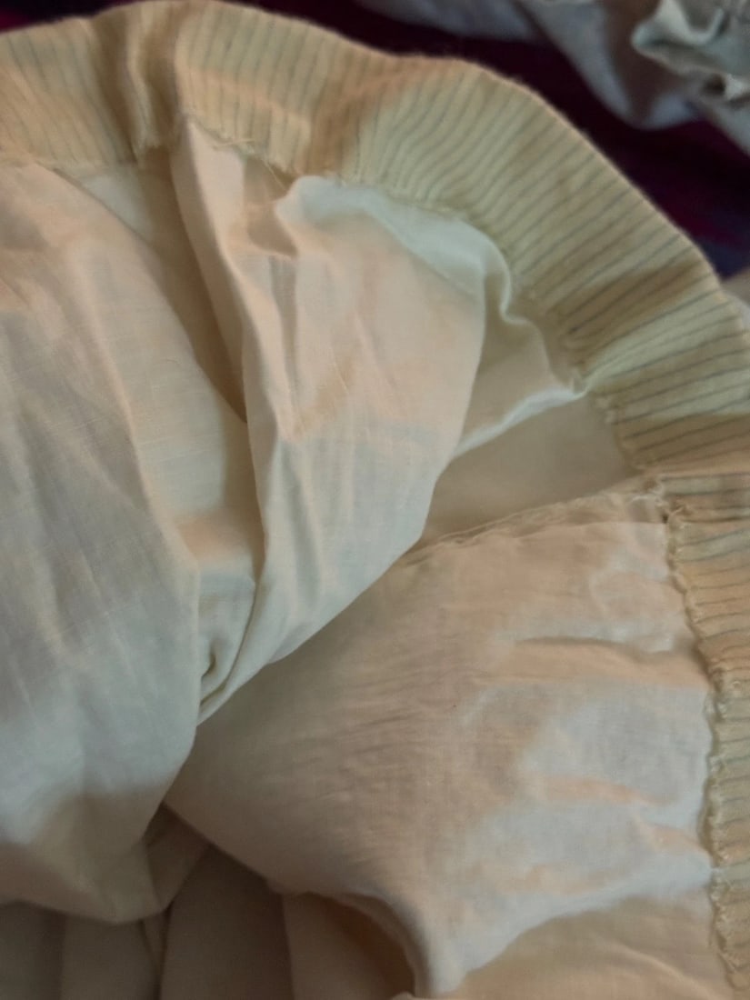 Antique edwardian baby Doll Dress coat 1900s cream /blue stripe - 8