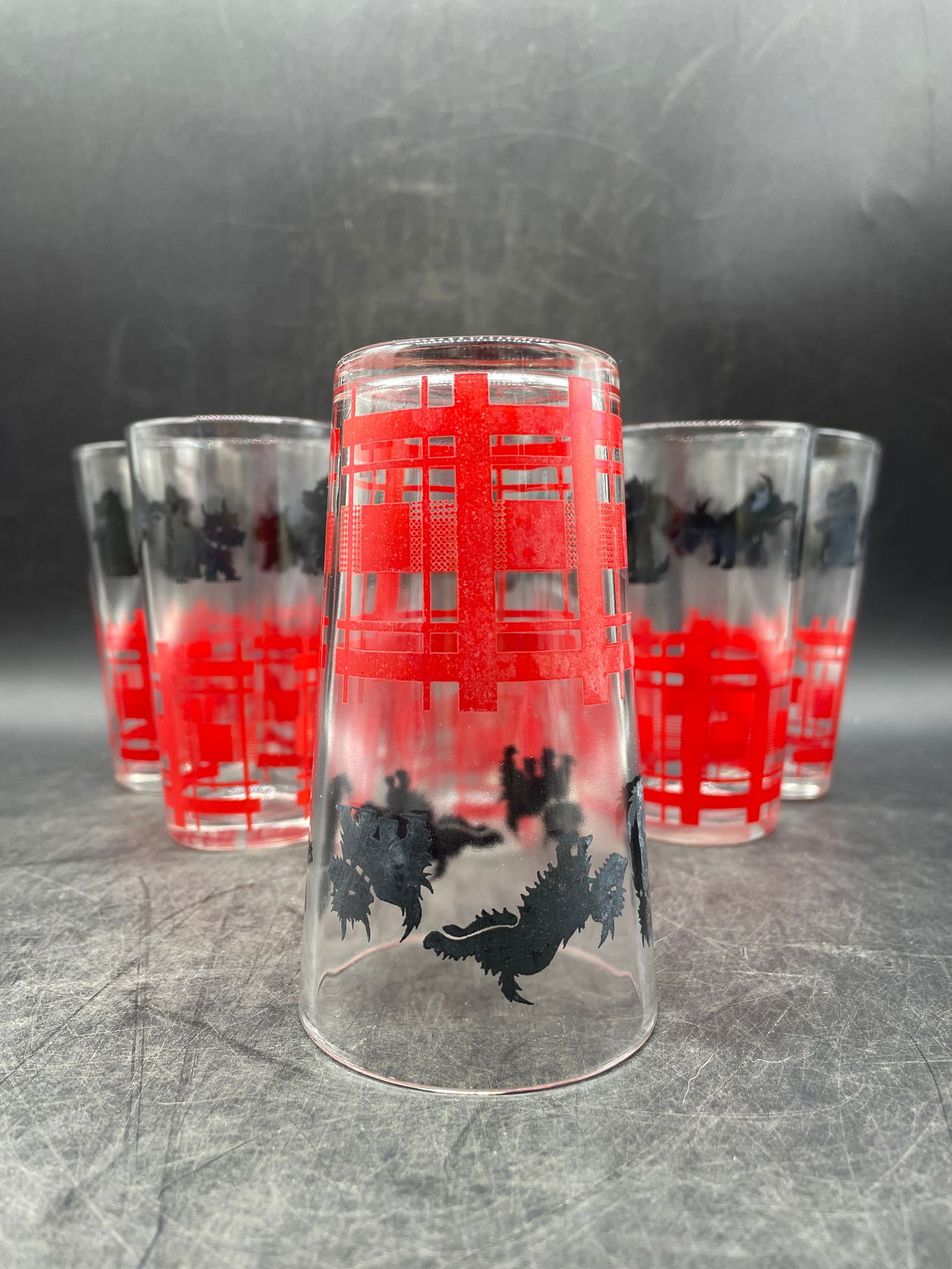 1950's SCOTTIE DOG Glass Tumblers - 6
