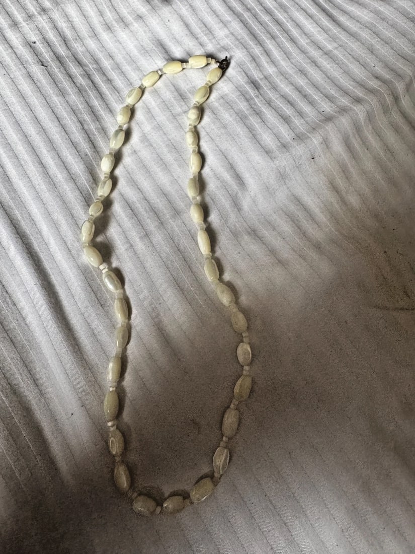 Antique Victorian MOP Shell Mother of Pearl Hand Cut Beaded Necklace 20" - 5