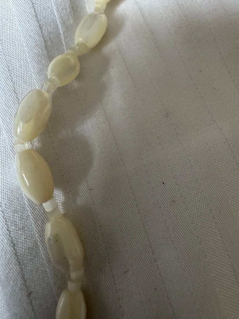 Antique Victorian MOP Shell Mother of Pearl Hand Cut Beaded Necklace 20" - 6