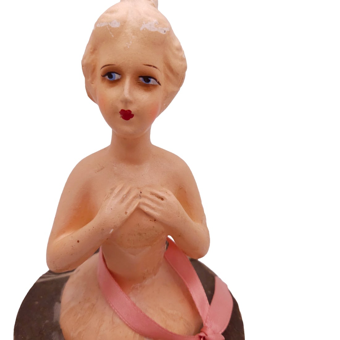 German Wax Over Chalkware Half-doll circa 1925 - 2