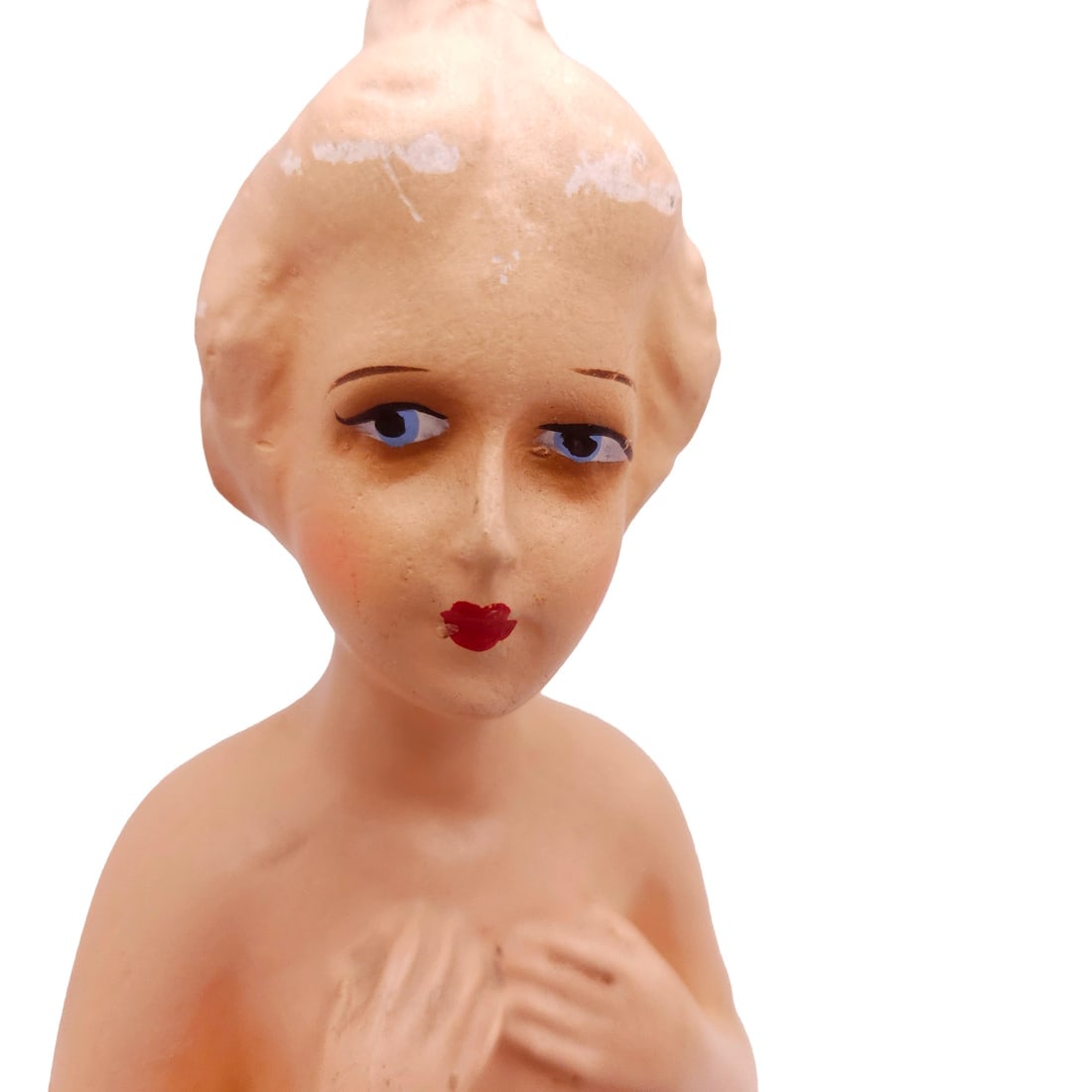 German Wax Over Chalkware Half-doll circa 1925 - 3