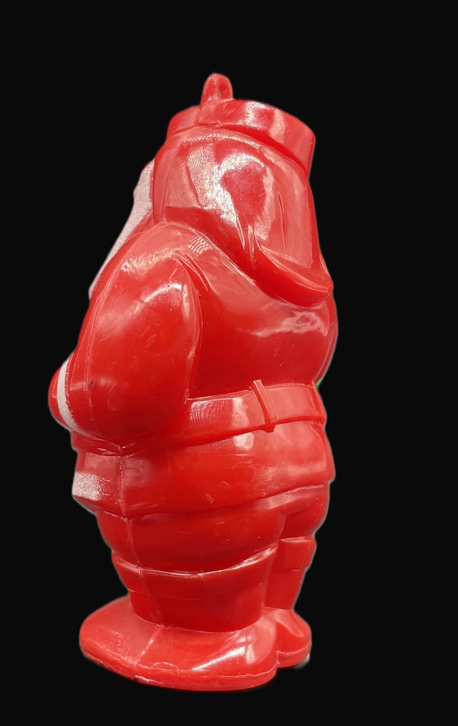 VINtage HARD PLASTIC CANDY CONTAINER WAVING SANTA SLED SLEIGH GREEN TOBOGGAN - 4