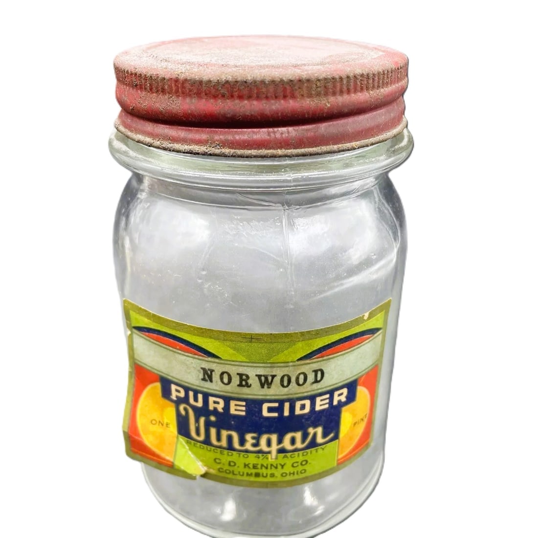 Vintage NORWOOD PURE CIDER VINEGAR GLASS JAR" C.D. Kenny Co. Baltimore Maryland - 2