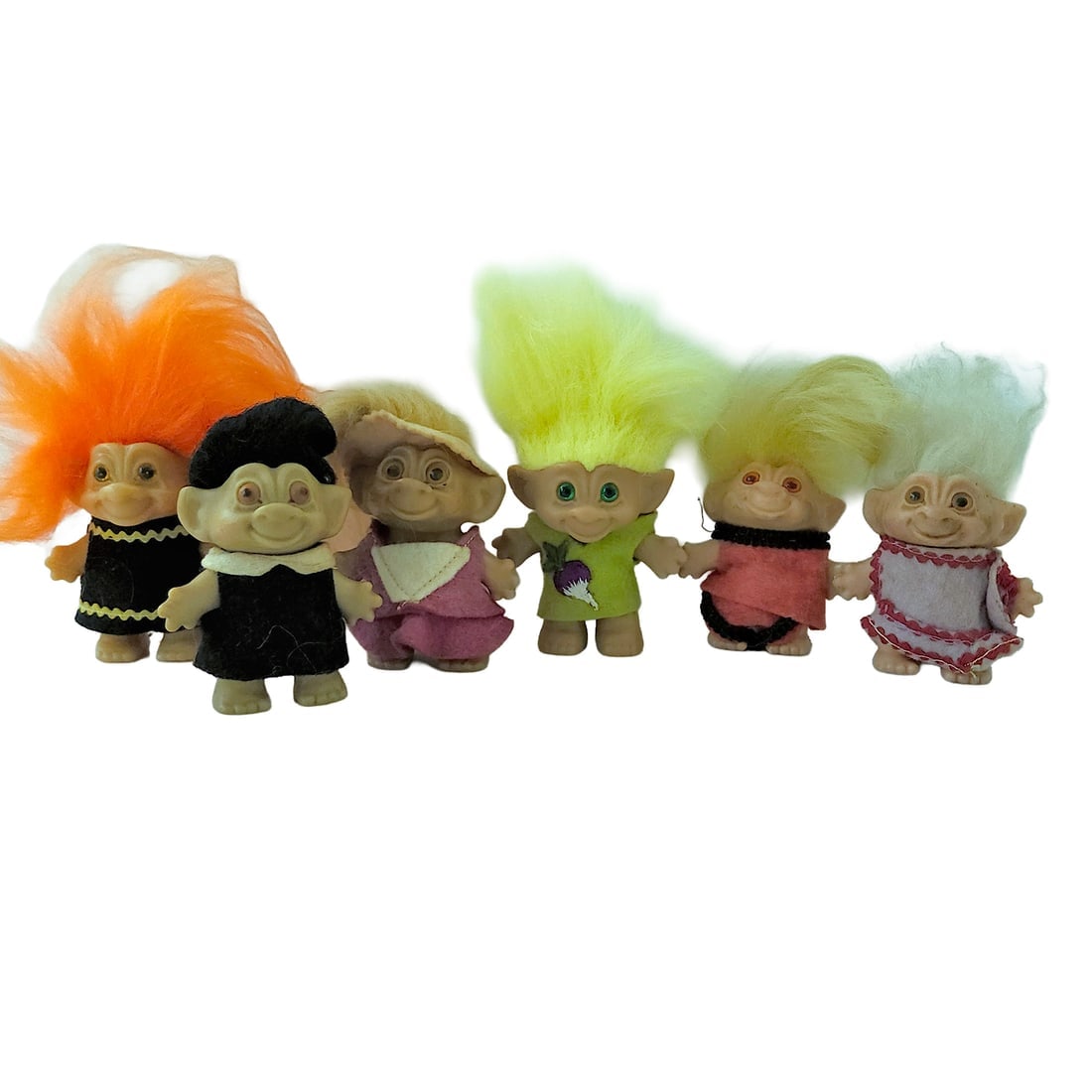 Lot of 6 Vintage Small Trolls circa 1990 - 2
