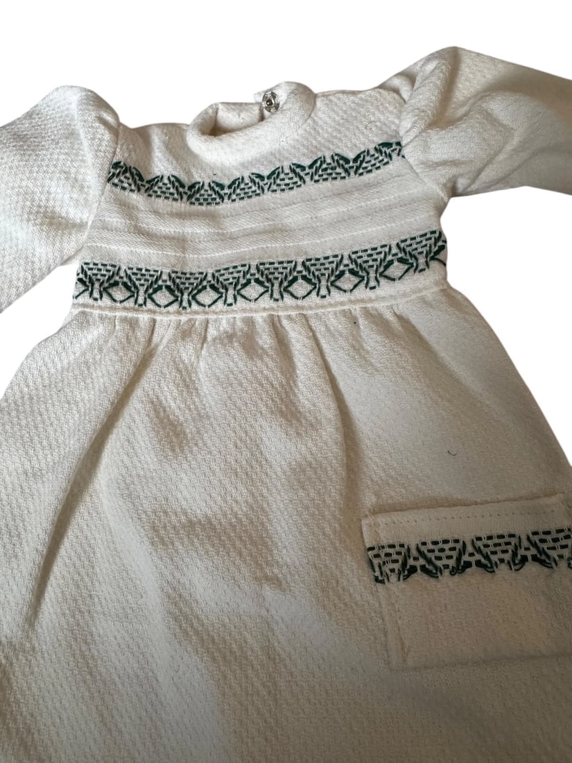 Vintage Doll Dress White Fit Sasha AG Folk Art Rag China head - 2