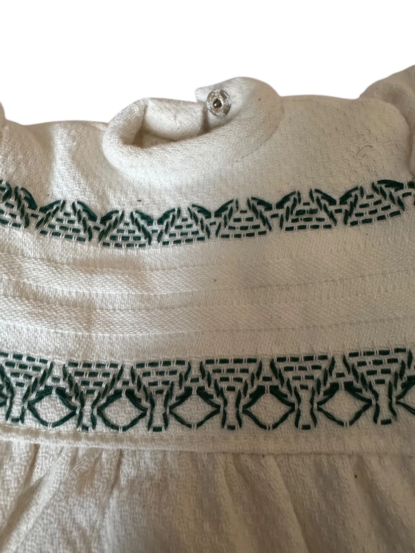 Vintage Doll Dress White Fit Sasha AG Folk Art Rag China head - 3