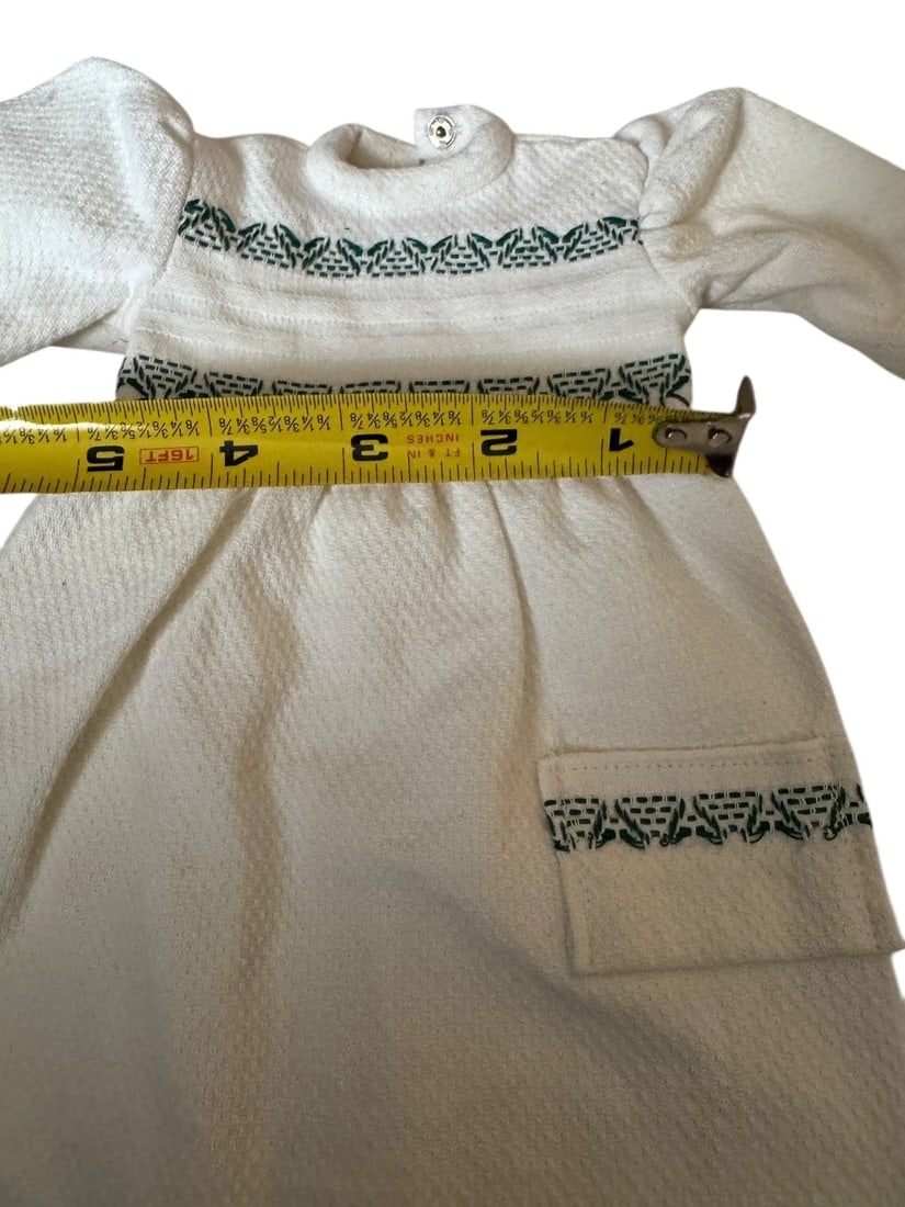 Vintage Doll Dress White Fit Sasha AG Folk Art Rag China head - 7