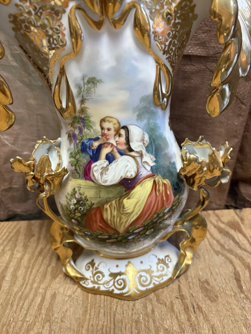 Pr 16 3/4” Paris Porcelain Vases - 3