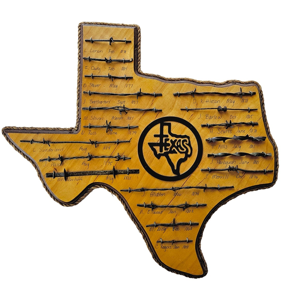 Texas-Shaped Barbed Wire Sample Display 19 cuts - 2