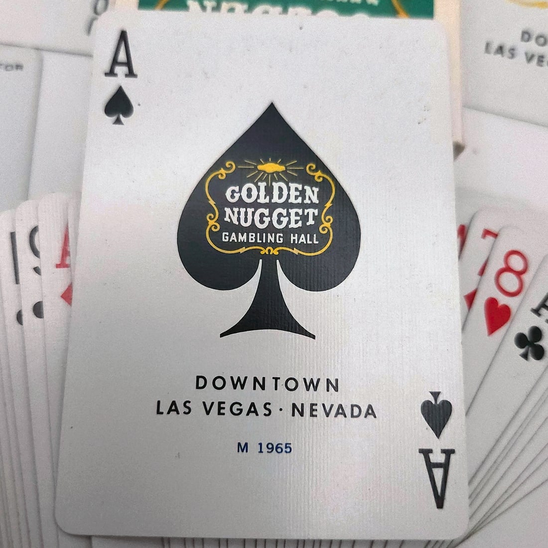 1965 Golden Nugget Casino Playing Cards (Green) with International Hotel Dice - 11