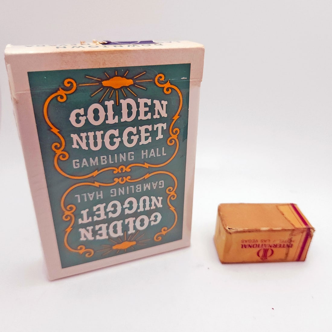 1965 Golden Nugget Casino Playing Cards (Green) with International Hotel Dice - 4