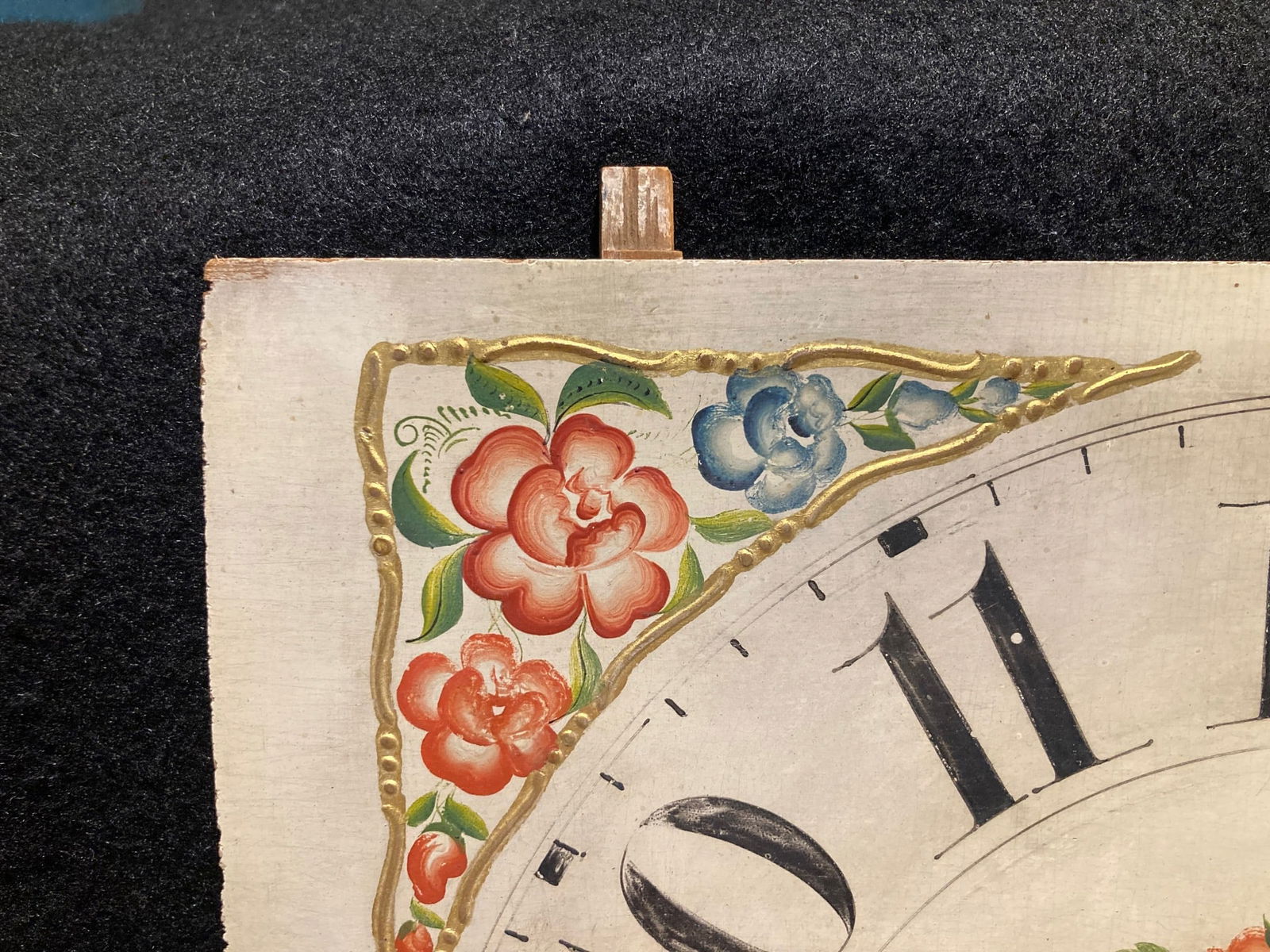 19thc original hand painted wooden clock face - 2